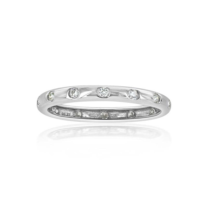 Bezel Set Diamond Wedding Band in 14K White Gold