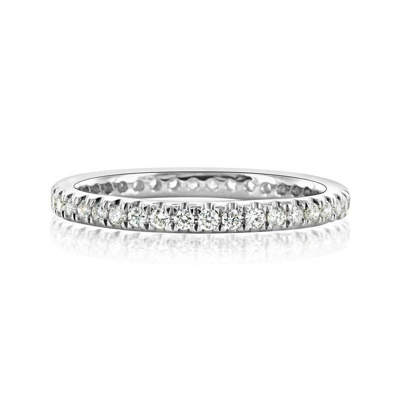 0.41 Carat Diamond Prong-Set 14K White Gold Wedding Band