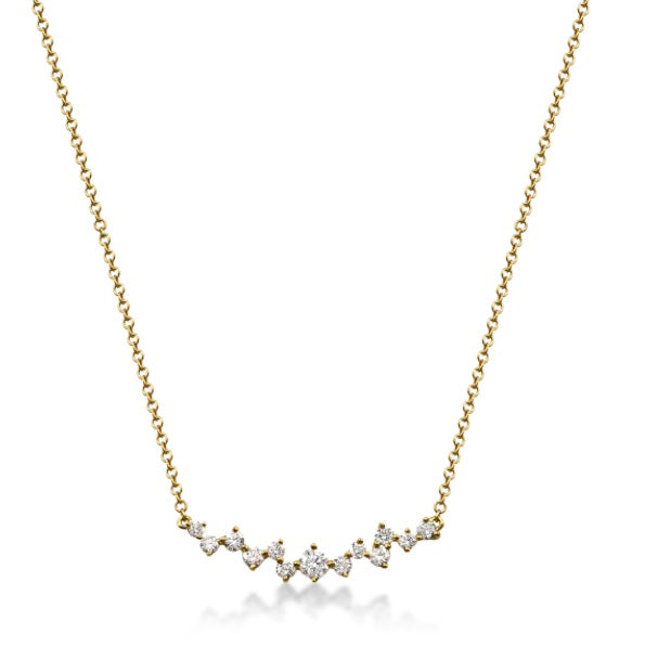 Rippled 0.53 Carat Diamond 18K Yellow Gold Necklace