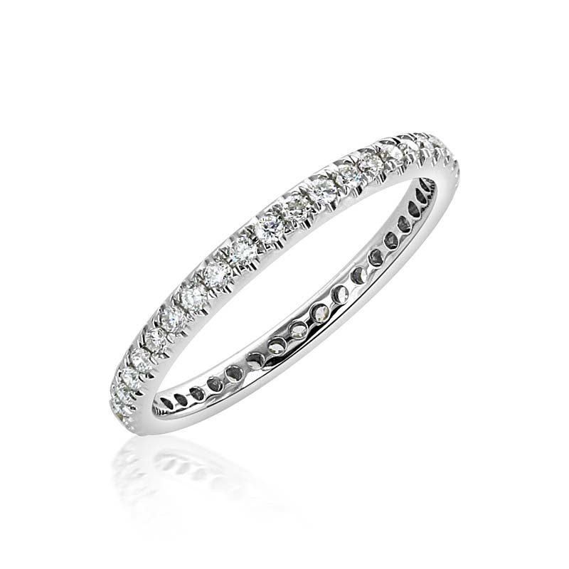 0.41 Carat Diamond Prong-Set 14K White Gold Wedding Band