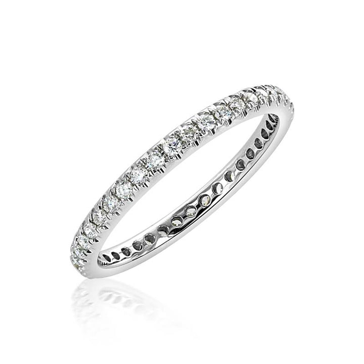 0.41 Carat Diamond Prong-Set 14K White Gold Wedding Band