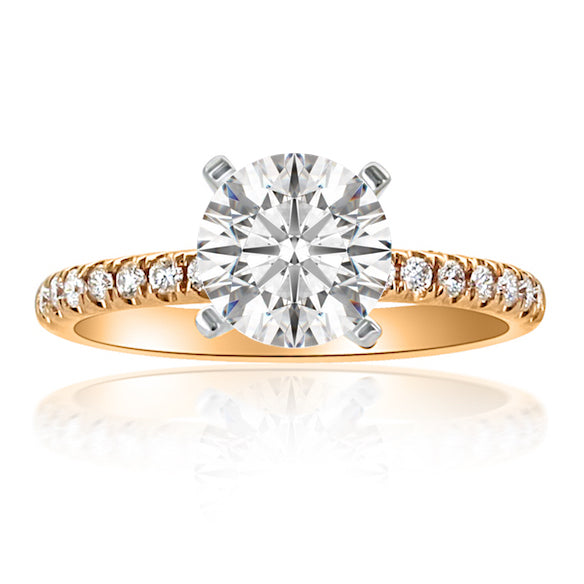 18k Rose Gold Prong Set Diamond Single Row Engagement Ring Setting