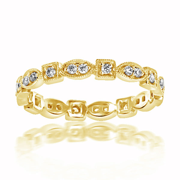 Antique Geometric-Shaped 18KY Wedding Band | Washington Diamond