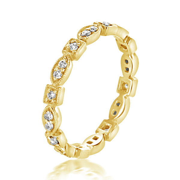 Antique Geometric-Shaped 18KY Wedding Band | Washington Diamond