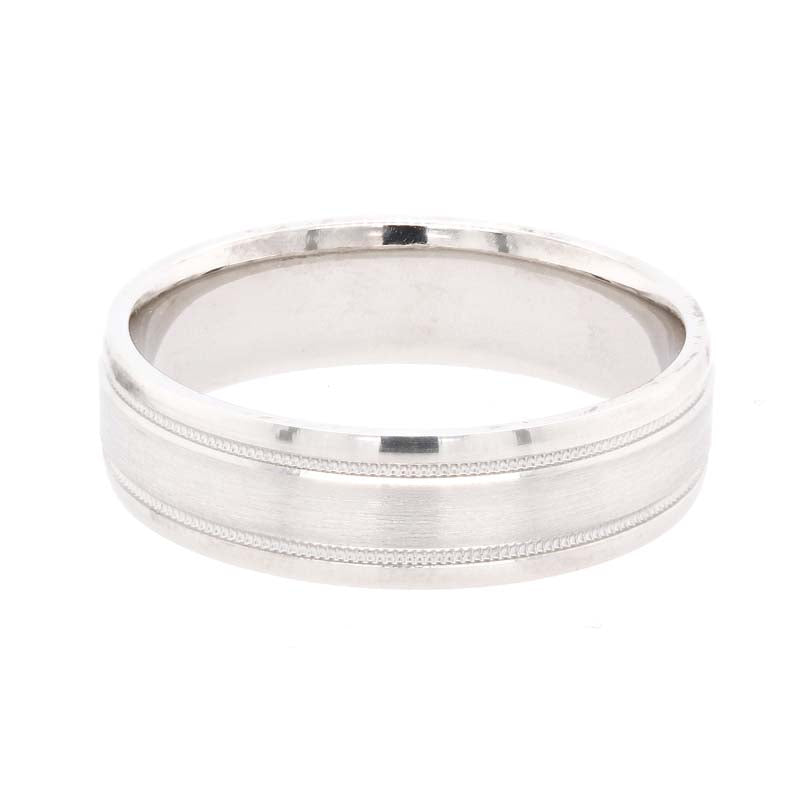 Platinum Polished Edge, Brushed Center. 6mm Width.