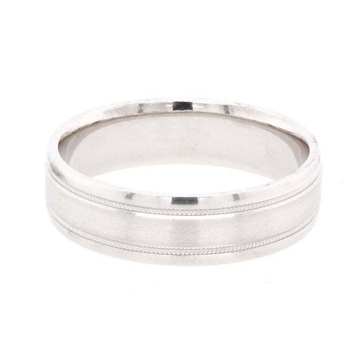 Platinum Polished Edge, Brushed Center. 6mm Width.