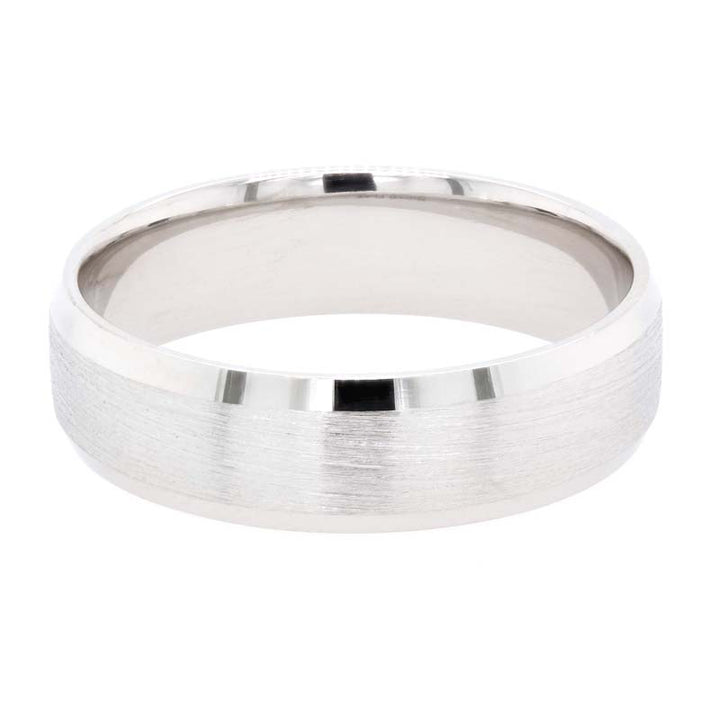 Platinum Plain Ring. Beveled Edges. Polished. 6mm Width.