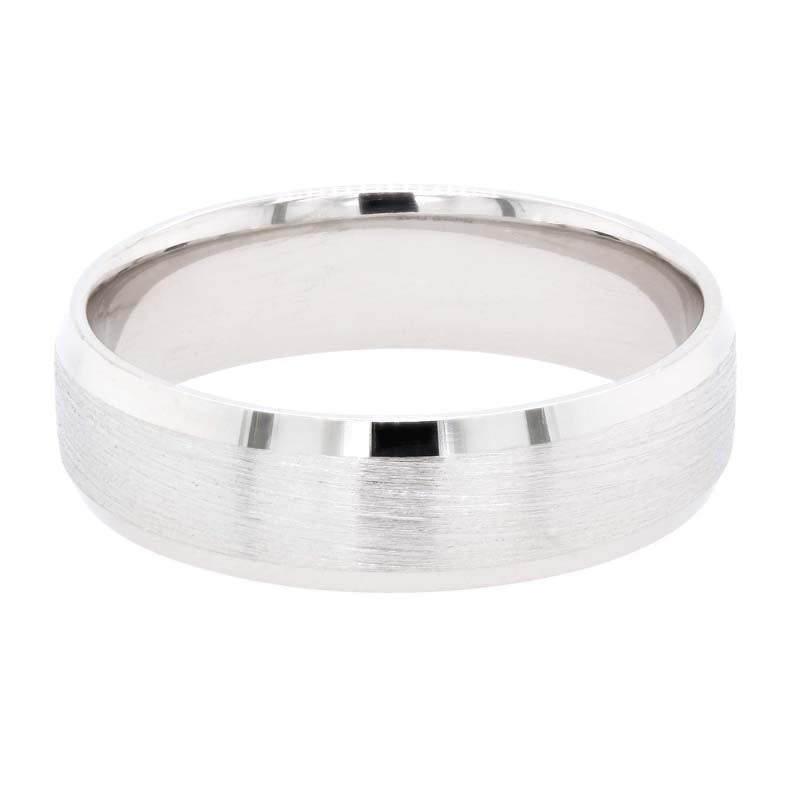 Platinum Plain Ring. Beveled Edges. Polished. 6mm Width.