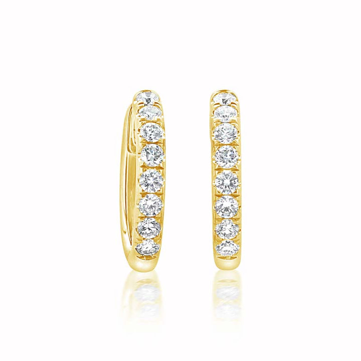 Versatile 0.81 Carat Diamond 14k Yellow Gold Hoop Diamond Earrings
