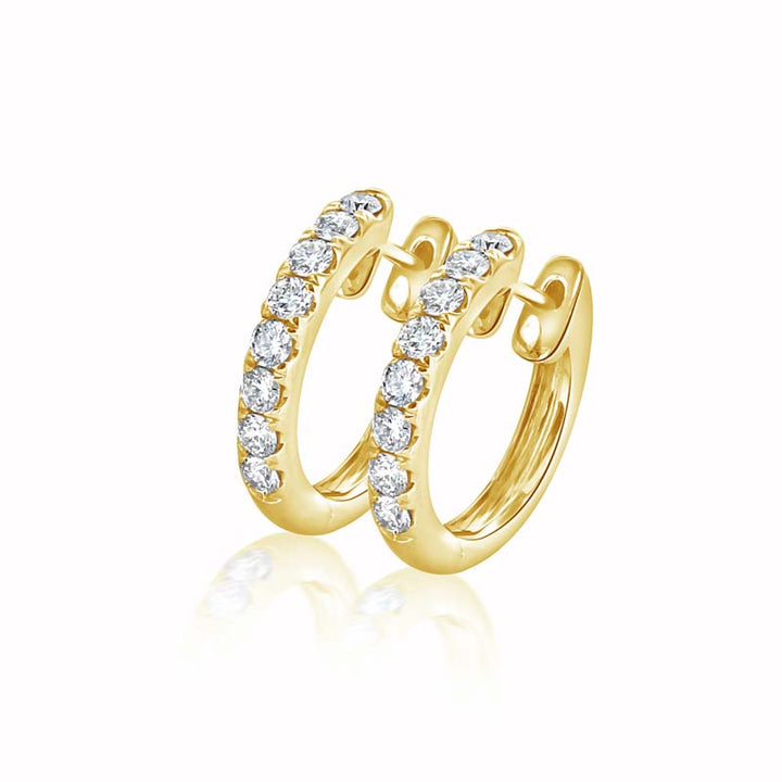 Versatile 0.81 Carat Diamond 14k Yellow Gold Hoop Diamond Earrings