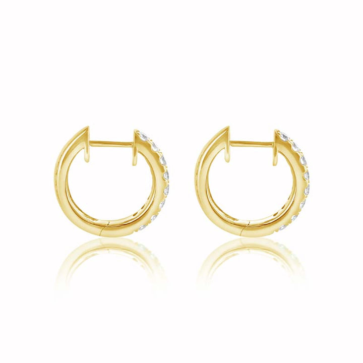 Versatile 0.81 Carat Diamond 14k Yellow Gold Hoop Diamond Earrings
