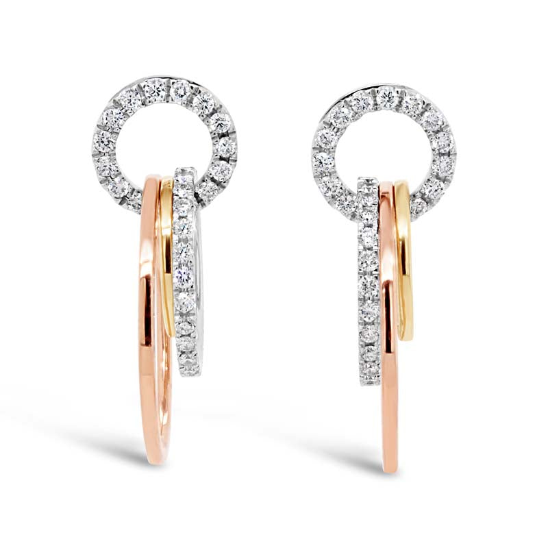 "The Visionary" 0.84 Carat Diamond 14K Tri-Color Gold Drop Earrings