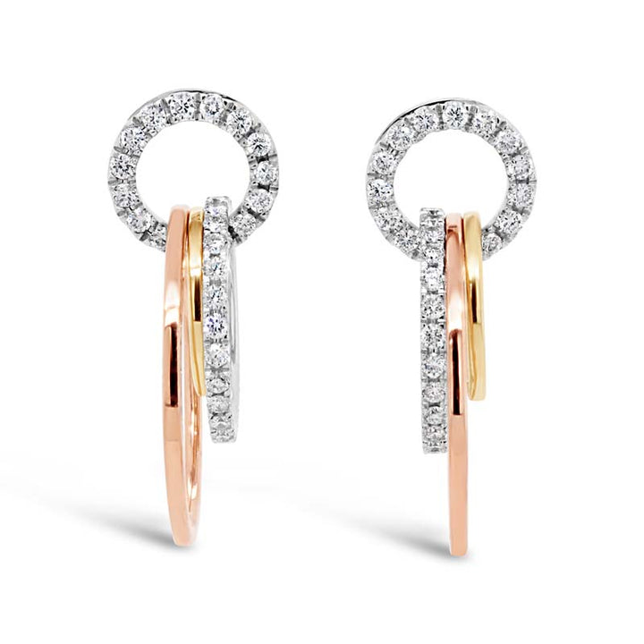 "The Visionary" 0.84 Carat Diamond 14K Tri-Color Gold Drop Earrings