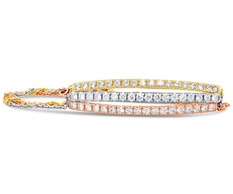 18k Yellow Gold Curved Bar Diamond Bracelet