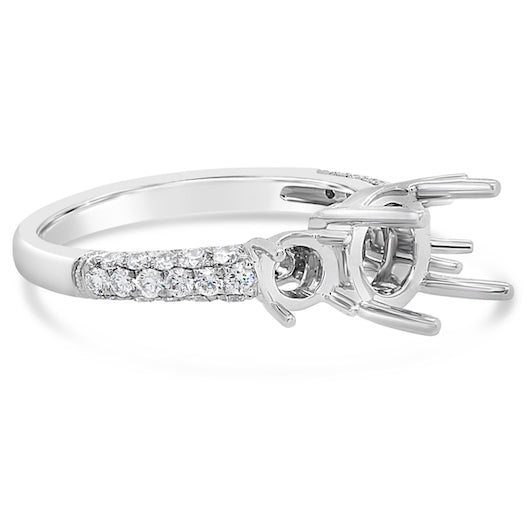 Beautiful Platinum Three-stone, Pave Engagement Setting