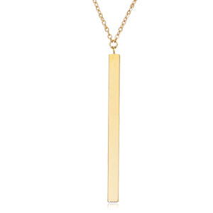 14K Yellow Gold Square Bar Drop Necklace