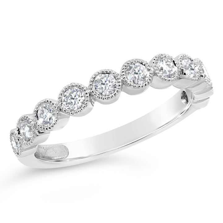 14kt White Gold Bezel-Set Diamond Wedding Band