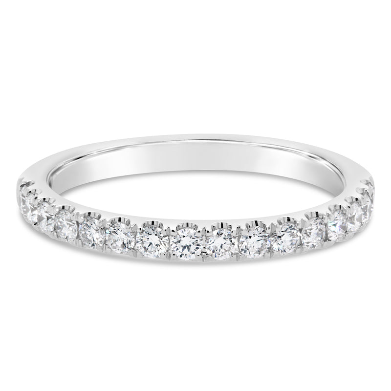 14kt White Gold Prong Set Half Eternity Diamond Wedding Band