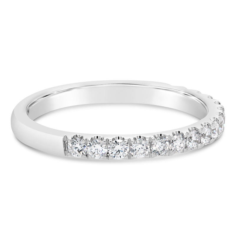 14kt White Gold Prong Set Half Eternity Diamond Wedding Band