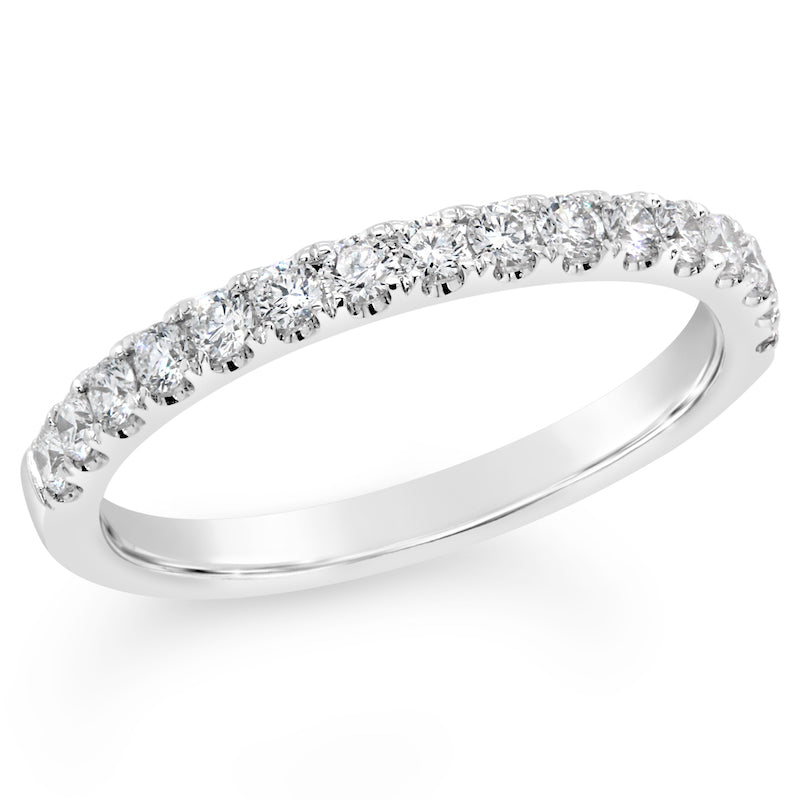 14kt White Gold Prong Set Half Eternity Diamond Wedding Band