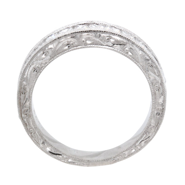 Platinum Channel-Set Princess Cut Antique Style Diamond Wedding Band