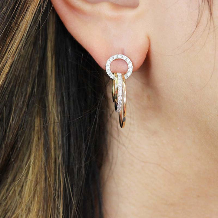 "The Visionary" 0.84 Carat Diamond 14K Tri-Color Gold Drop Earrings