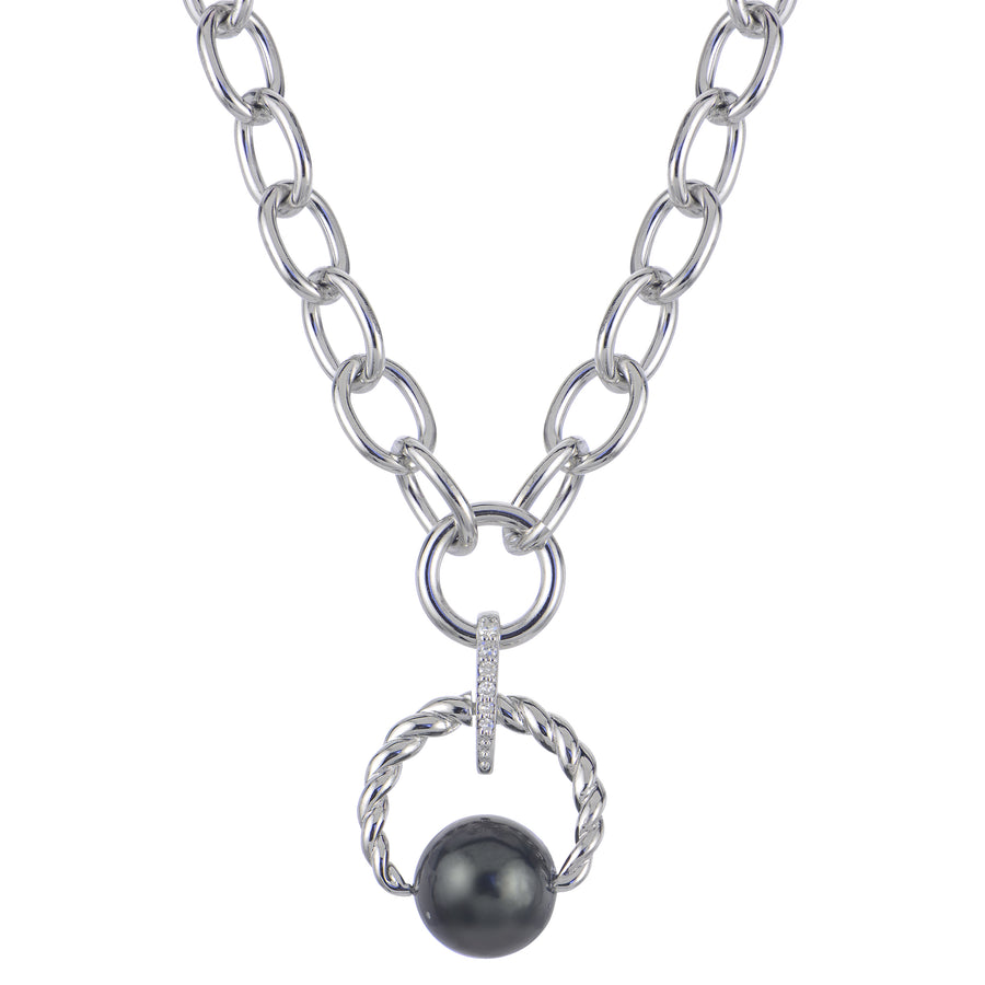 Sterling Silver Tahitian Pearl Necklace