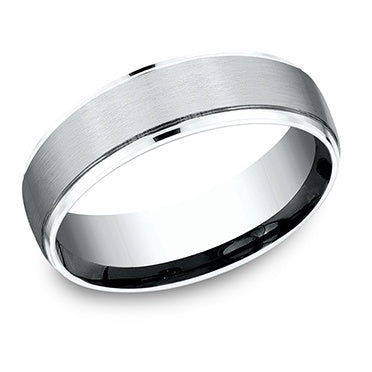 Sleek Drop Edge Satin Center Platinum Band