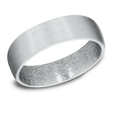 Satin Finish Platinum Band With Inside Design | Washington Diamond