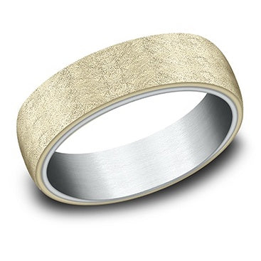 Stylish Swirl Finished 14K Yellow & White Gold Band