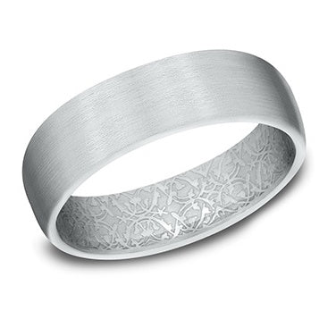 Satin Finish with Unique Ottoman Design Inside 14K White Gold Band