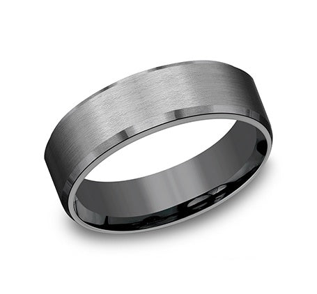 Satin Finish Bevel-Edged Grey 7mm Tantalum Band