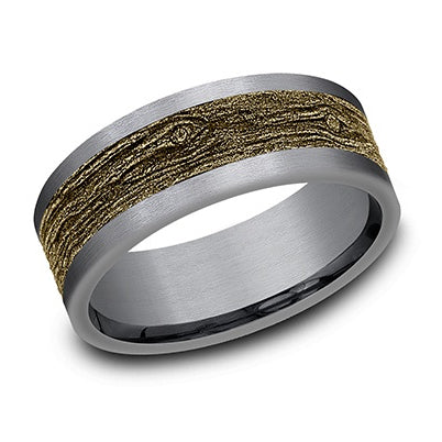 8mm 14kt Yellow & Tantalum Straight Edge Log Center design