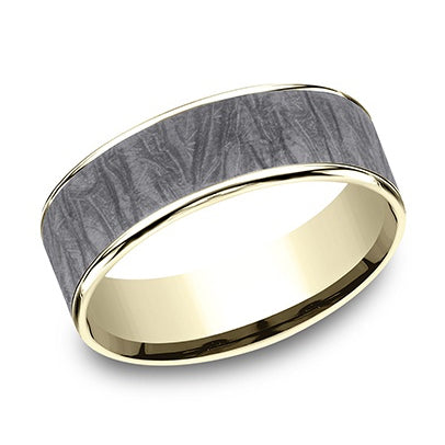 14kt Yellow Gold & Tantalum Fabric Flow Design Band