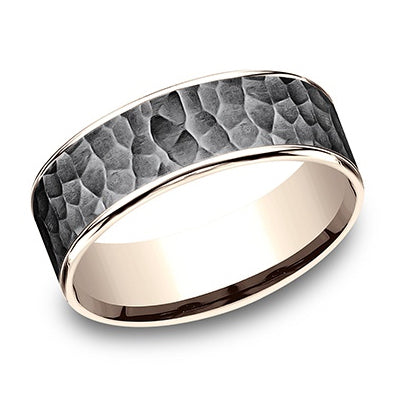 14kt Red Gold & Tantalum Band Brushed