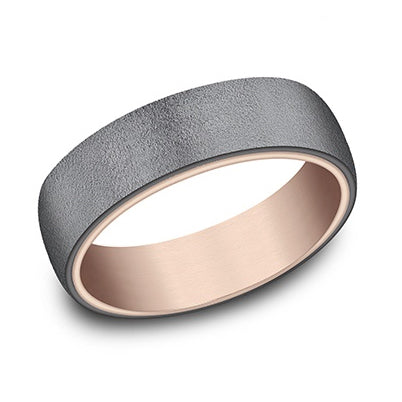 6.5mm 14kt Red Gold & Tantalum Wire Brush Design Band