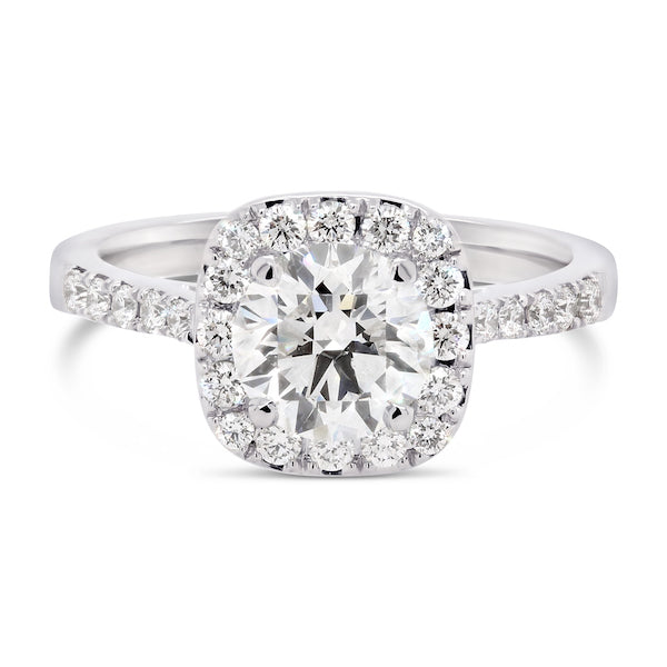Jemma Cushion Shape Halo Platinum Diamond Engagement Ring Setting