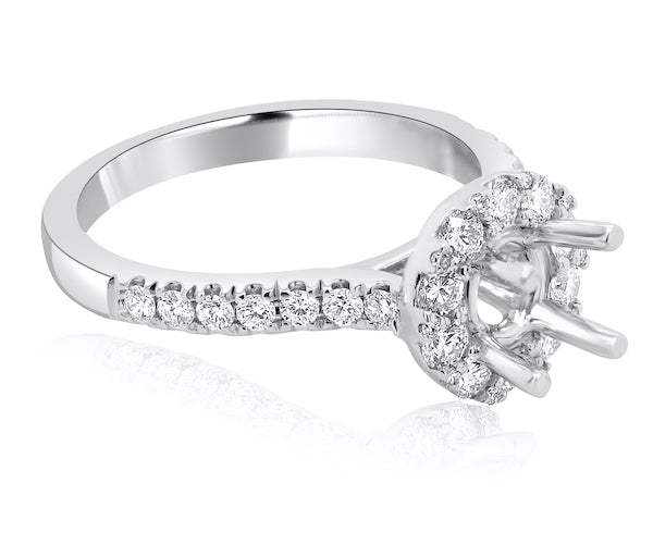 Platinum Distinctive Halo Prong-Set Engagement Ring Mounting