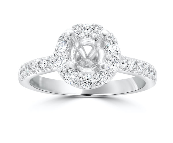 Platinum Distinctive Halo Prong-Set Engagement Ring Mounting