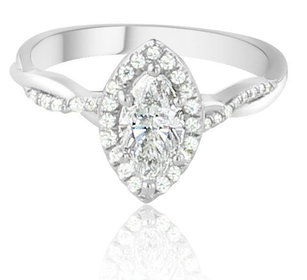 Marquise Cut Diamond Platinum Twisted Ring