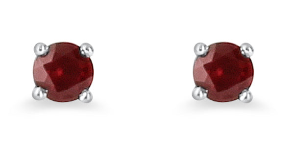 4mm Round Ruby Stud Earrings