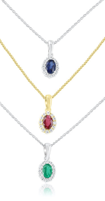 18KY .42ct Oval Ruby & Round s Pendant | Washington Diamond