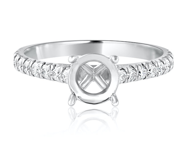 Platinum 4-Prong Semi-Mount Setting for round center stone