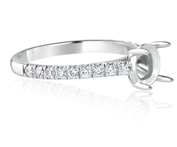 Platinum 4-Prong Semi-Mount Setting for round center stone