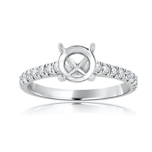 Platinum 4-Prong Semi-Mount Setting for round center stone