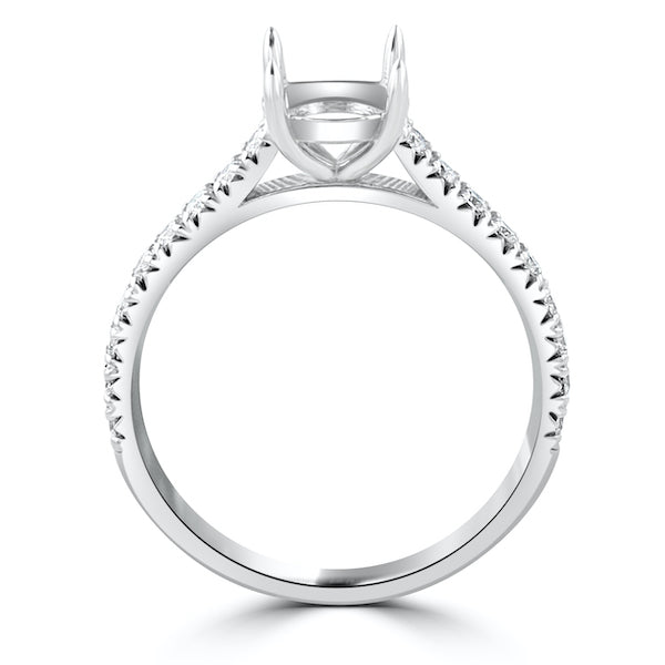 Platinum 4-Prong Semi-Mount Setting for round center stone
