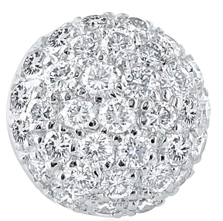 14kt White Gold 9mm Round Pave' Set Dia Cluster Earrings