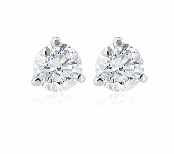 14kt White Gold 3-Prong Martini Studs