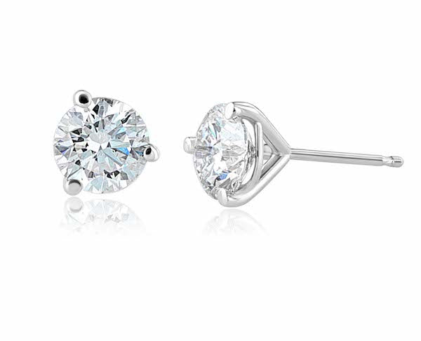 14kt White Gold 3-Prong Martini Studs