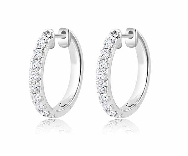 18kwg Split-Prong Hoop Diamond Earrings